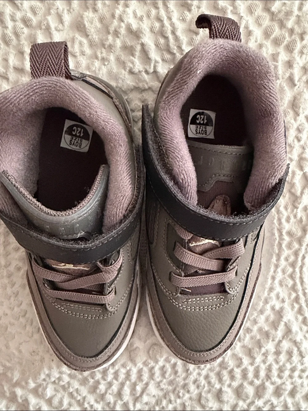 Jordan Kids Brown and Gray Hook-and-Loop Sneakers